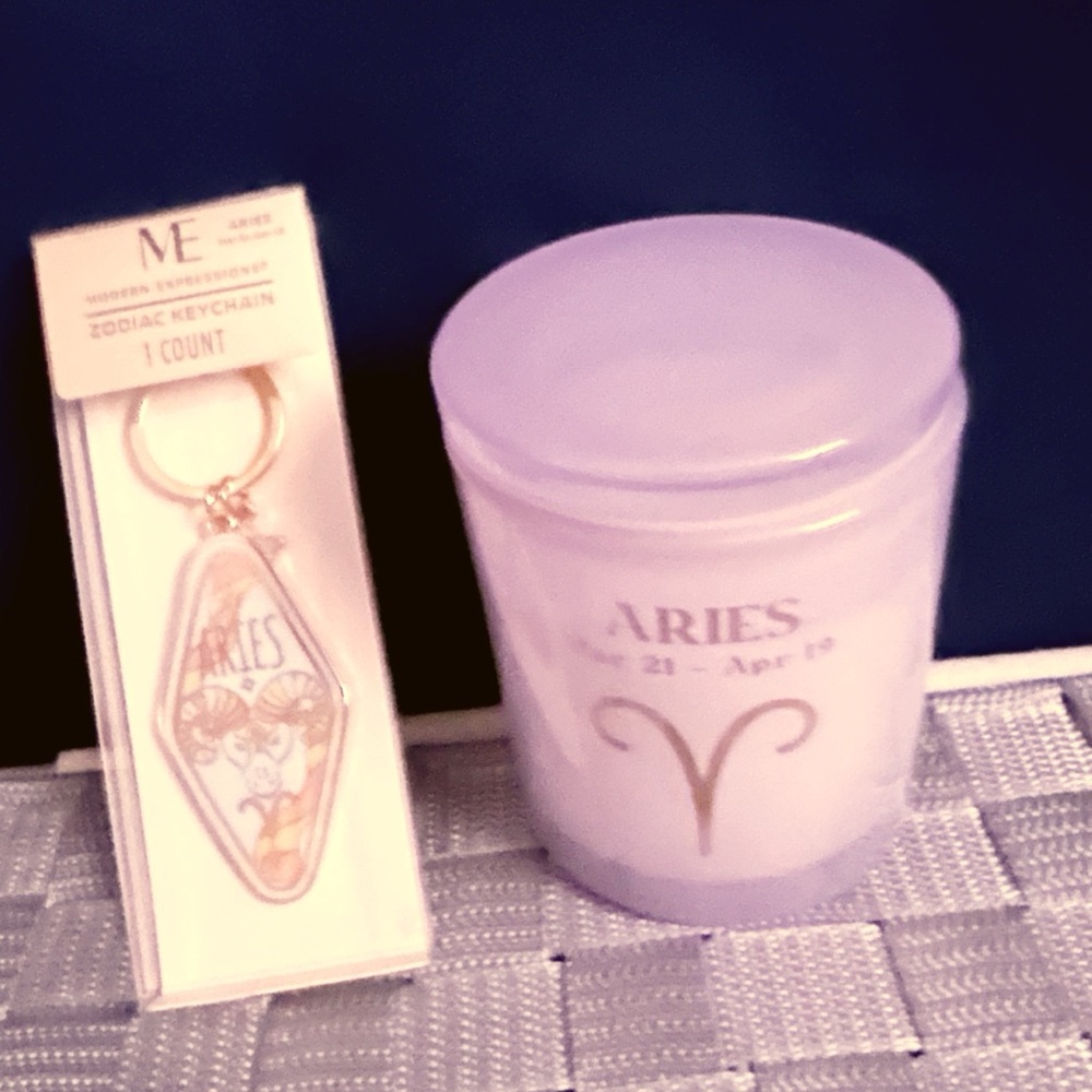 Zodiac Keychain Aries and Guava Mandarain Candle  in  Purple NWT